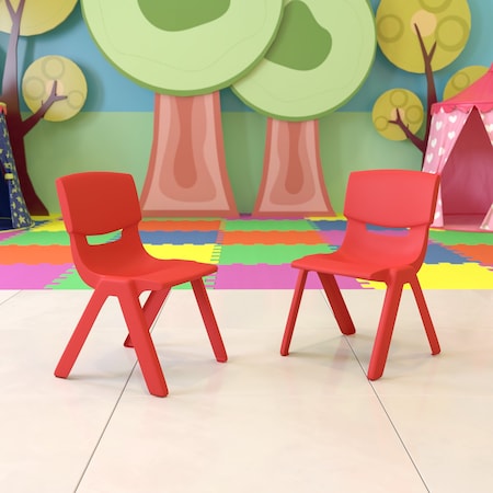 Flash Furniture Red Plastic Stackable School Chair with 13.25" Seat Height, PK2 2-YU-YCX-004-RED-GG